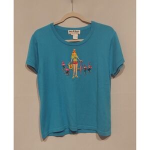 Jack B. Quick Vintage 90's Rayon/Cotton‎ Embroidered Knit SS Sweater Size Large